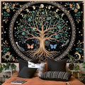 Lunerfex Tree of Life Tapastry Sun and Moon Tapastry Flower Boho Tree Mandala Wall Hanging for Bedroom and Living Room Decor Green Tree 60×80 Inches