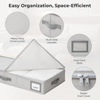 GRANNY SAYS Under Bed Storage, Underbed Organizer with Zipper Lid for Bedroom, Grey Clothing Storage Bins for Blankets, Clothes, Shoes, 2 Pack