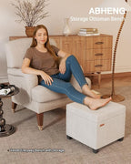 17.7 inches Velvet turfed Ottomans Cube with Legs, Metal-Framed Square Linen Storage Ottoman Foot Rest Stool Holds 770 LB for Dorm Living Room Bedroom White UASND64W