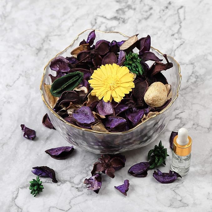 Qingbei Rina Spring Potpourri Bags, Purple Decorative Potpourri Bowl Filler, Lavender Scented Dried Flowers, Home Fragrance Sachet,2 Bags/8.4oz