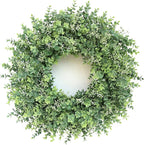 26'' Eucalyptus Wreath for Front Door - Large Artificial Eucalyptus Leaves with White Seeds Greenery Outdoor Wreath for Porch,Window,Farmhouse,Home,Hanging Decor- Spring, Summer, All Seasons (Green) ﻿