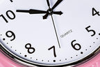 Bernhard Products Retro Wall Clock 9.5 Inch Pink Kitchen 50's Vintage Design Round Silent Non Ticking Battery Operated Quality Quartz for Home Office Baby Nursery Girls Room Classroom, Easy to Read