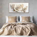 Canvas Art Wall Decor Print Paintings White Flower Wall Art Prints Pictures Decor Ready To Hang Pictures For Bedroom Bathroom And Office Kitchen Home Wall Decor Artwork 20"×40" With Framed