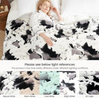 Cozy Bliss Cow Print Faux Fur Throw Blanket, Animal Printed Blankets Super Soft Warm Thick Fluffy Throws Home Decor for Couch Bed Sofa Women (Black&Grey Cow, 60x80 Inches)