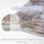 IOHOUZE Abstract Runner Rug 3x10 Ft Washable Runners for Hallways, Non Slip Kitchen Runner Printed Faux Wool Entryway Runner Indoor, Modern Abstract Floor Carpet for Hall Bedroom, Orange Grey