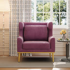 Merax Luxury Velvet Accent Chair, Modern Mid-Century Armchair for Living Room, Bedroom Reading Corner, Comfortable Tufted Single Seater Sofa Chair with Iron Legs (Purple)