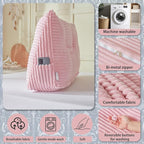 Headboard Wedge Pillow + A Long Neck Roll Pillow Body Pillow，Large Headboard Pillow with Removable Cover (Pink, King：76x8x20 inches)