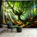 BSFHH Nature Tapestry Forest Tree Sea Cave Wall Hanging, Stream Through Rainforest Landscape Wall Art Tapestry for Bedroom Living room (Century-old tree, 110" × 87", Unframed)