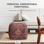 Anji Mountain 100% Handmade & Handcrafted Comfortable Home Décor Pouf Ottoman Footrest for Living Room, Bedroom, Nursery, Kidsroom, Patio Furniture - (20" x 20" x 20"- Orange,Red,Pink,Blue)
