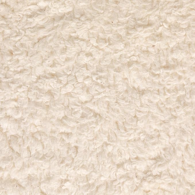 Bloomingville Round Sherpa Upholstered Pouf with Pine Wood Feet, Cream and Natural