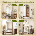 Full Length Mirror, 72"x32" Arched Full Body Mirror, Oversized Floor Mirrors, Leaning Free Standing Mirrors, Hanging Mounted Large Mirrors for Bedroom Dressing Room, Cloakroom, Black