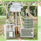 Buryeah 48 Pcs Wedding Flannel Fleece Throw Blanket Bulk with Thank You Card and Ribbon, 50 x 60 in Oeko-TEX Standard 100 Certified Blankets Outdoor Wedding, Guest Party Souvenirs (Sage Green)