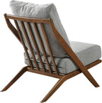 Lexicon Modern Accent Chair, Pascal Brown Solid Rubberwood Frame, Woven Chenille Upholstered Armless Chair with Reversible Cushions and Removable Covers, for Living Room, Bedroom and Office, Grey