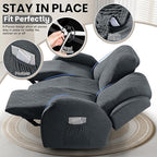 VANSOFY Recliner Couch Cover, 8-Pieces Stretch Recliner Sofa Cover Soft Jacquard Reclining Slipcover Furniture Protector with Elastic Bottom for Kid, Pets(3 Seat,Dark Gray)