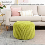 Asuprui Fur Ottoman Stool Unstuffed Footstool Cover Floor Pouf Foot Rest 20x20x12 Inches Round Poof Seat Floor Bean Bag Chair Foldable Floor Chair Storage for Living Room Bedroom Green Pouf Cover