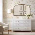 Besdomus Gold Large Arched Mirror: 40"x 30" French Baroque Vintage Mirror - Traditional Ornate Antique Mirrors for Wall/Mantel/Bedroom/Entryway/Bathroom/Hallway - Home Decor for Fashion-Conscious