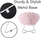 BIRDROCK HOME Faux Fur Papasan Chair with Black Legs - Luxuriously Soft & Lightweight - Wide Cushion Seat for Playroom, or Living Room - Moon Chair - Metal - Fluffy Round Seat - Circle - Pink