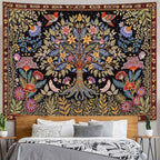 Lunerfex Tree of Life Wall Tapestry - Vibrant Folk Art & Botanical Wall Hanging for Bedroom and Living Room Decor - Boho Nature Tapestries 60"x44"