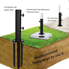 Patio Umbrella Stand Base, In-Ground Umbrella Holder, Grass Umbrella Ground Stake, Removable Inground Umbrella Stand Anchor with 3 Spike,DIY Umbrella Stand Parts for Deck,Lawn,Beach,Table