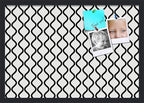 PinPix 26x18 Inch Cork Bulletin Board. This Decorative Framed Pin Board Comes with Black and White Waves Design and a Satin Black Frame. Ideal for Home Office Decor or Message Board (PinPix-194)