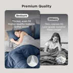 Bedsure Queen Comforter Set - 7 Pieces Reversible Navy Bedding, Queen Size Bed Set for All Seasons, Bed in a Bag with Down Alternative Comforter, Sheets, Pillowcases & Shams