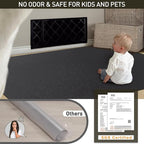 Area Floor Mat for Home, 8'×12' Large Black No Slip Waterproof Vinyl Area Rug for Dining Room, Spill Resistant Hard Floor Protector Cover for Mud Room, Easy Clean Splat Mat for Under High Chair