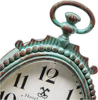 NIKKY HOME Vintage Table Clock - Battery Operated Rustic Distressed Style - Shabby Chic Home Decor for Fireplace Mantel, Shelf, Desktop, Countertop - Green