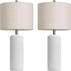 PoKat 27.5'' Tall Table Lamps for Living Room Set of 2, Stone-Like Ceramic Bedroom Lamps for Night Stands, Farmhouse Bedside Lamps for Bedroom Living Room, Nightstand Lamps for End Table, Hallway