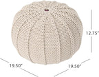 Christopher Knight Home Agatha Knitted Cotton Pouf, Beige Small