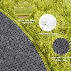 3'x3' Grass Green Round Rug for Bedroom, Ultra Soft Fluffy Circle Rug for Kids Girls Boys Room, Cute Small Shag Rugs for Living Room Playroom Tent Castle Home Decor Rug