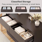 Modern 6 Drawer Dresser - Simply Chest of Drawers for Bedroom, Closet, Living Room, Hallway, Entryway, Wood Storage Double Dresser with Smooth Metal Rails - Retro Brown