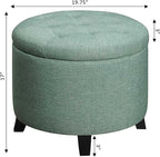 Convenience Concepts Designs4Comfort Round Storage Ottoman 19.75" - Versatile Contemporary Foot Stool for Living Room, Office, Green Fabric
