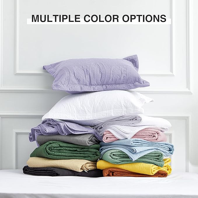 Love's cabin California King Size Quilt Bedding Set Lavender Bedspreads - Cal King Lightweight Bedspread Comforter - Coin Pattern Coverlet for All Season - 3 Pieces (1 Quilt, 2 Pillow Shams)