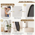 Antok Full Length Mirror, 68"x26" Floor Mirror with Stand, Standing Hanging Leaning Irregular Mirrors for Bedroom Living Room Entryway, Wavy Shaped, Golden