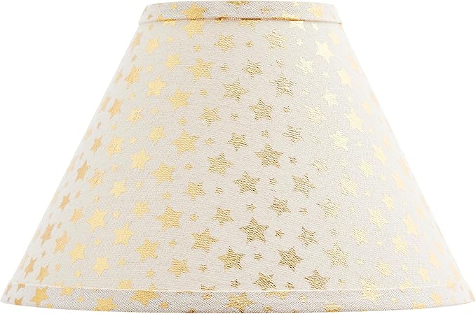 Aspen Creative 56051, Hardback Empire Transitional UNO Shade/Light Beige Golden Stars Linen Fabric, 4"Top x 10"Bottom x 7"Slant/Slip UNO 33mm/Table Lamp