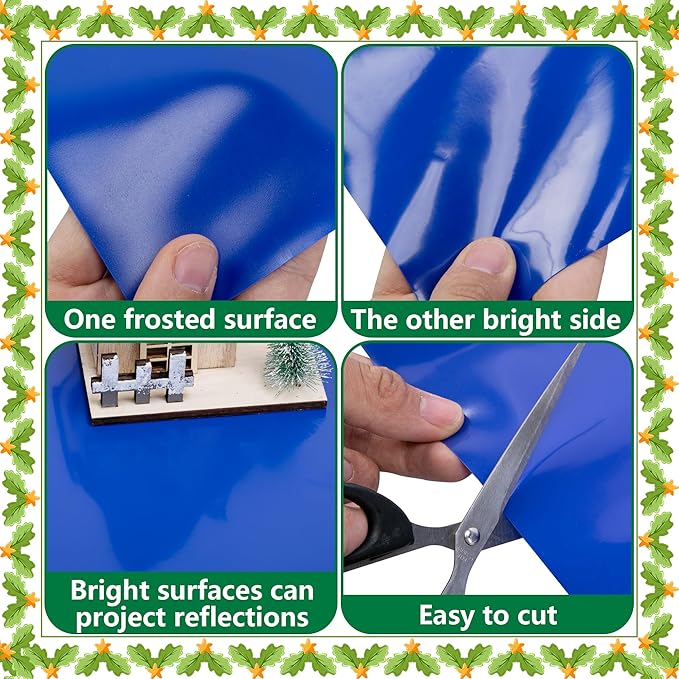 Wehhbtye 2 Pcs 59'' x 15.7'' Christmas Village Ocean Display Mat, Christmas Village Miniature Ocean Mat, Xmas Villages PVC Pad Decoration for Holiday Mini Landscape Scene Accessories