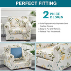 KRFOONN 2 Piece Chair Covers Printed Sofa Covers Couch Covers Washable Armchair Sofa Couch Slipcover Furniture Protector with Elastic Bottom for Living Room (Armchair, 24), Small