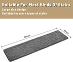 PURE ERA Carpet Stair Treads Tape Free Non Slip Indoor Stair Carpet Stair Protectors Pet-Friendly Non-Slip Skid Resistant Washable Reusable 8" x 30"(14 Pieces,Dark Gray)
