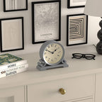 JONES CLOCKS® Saloon Mantel Clock | Traditional Double Scroll Design | French Navy | Contemporary Classic Style for Desk, Table, Shelf or Bedside