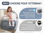 Boho Ottoman Living Room Furniture 26"x18" Large Round Ottomans Pouf Couch Foot Rest Grey Pouf Ottoman Foot Rest with Foam Chunk Filling Pouffe Ottomans Stuffed Foot Rest Poufs for Couch