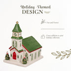 Spode Christmas Tree Miniature Christmas Village Figural Decoration, LED Lighted Christmas Village Set, Ceramic Holiday Decor - Dolomite Christmas Collectible for Indoor Display (Church)
