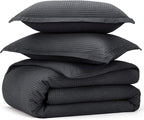 Bedsure Cotton Duvet Cover Set - 100% Cotton Waffle Weave Charcoal Duvet Cover California King Size, GentleSoft™ and Breathable Cal King Bedding Set for All Season, 3 Pieces, 104"x98"