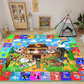 ABC Kids Rug for Playroom 59×39.4 in Noah's Ark Animals Rug Baby Play Mat Alphabet Mat Shape Color Classroom Carpet Kids Playroom Early Learning Carpet for Preschool Toddlers Tummy Time