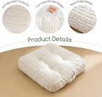 Washable Floor Pillow Cushion for Adults, Meditation Cushion Pillow, Removable Tufted Blended Corduroy Cover, Large Square Floor Sitting for Tatami Living Room or Yoga, 2Pack, Machine Washable