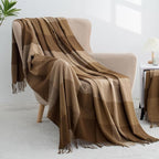 Buffalo Plaid Twin Blanket for Couch with Tassels,60"X80" Soft Lightweight Knitted Boho Decorative Blankets for Bed and Sofa Camel