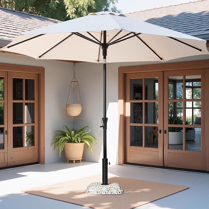 Patio Umbrella Base, 45lbs, Square Cobblestone Concrete Stand, Heavy Duty Market Umbrella Stand for Outdoor, Lawn, Deck, Poolside