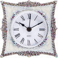 NIKKY HOME Crystal Elegant Small Quartz Analog Table Clock with Rosy Rhinestone Non-Alarm Desk Clock 3.5 by 1.5 by 3.5 Inches, White and Pink