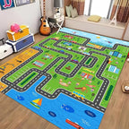 Kids Car Playmat, Kids Rug for Playroom Car Mat Town City Road Traffic Rugs, Play Mat for Floor, Extra Large Boys Kid Car Track Play Rug (Style ONE, 78.7X 59 INCH)