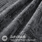 decorUhome Chenille Throw Pillow Covers 22x22 Set of 2, Thick Textured Slubby Neutral Decorative Pillow Covers with Elegant Design for Couch, Sofa, Living Room, Dark Grey
