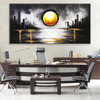 Large Abstract Wall Art For Living Room Black And Gold Wall Art Painting Prints Abstract Art Modern Canvas Art Wall Decor Pictures For Bedroom Kitchen Office Home Wall Decor 29" × 58"